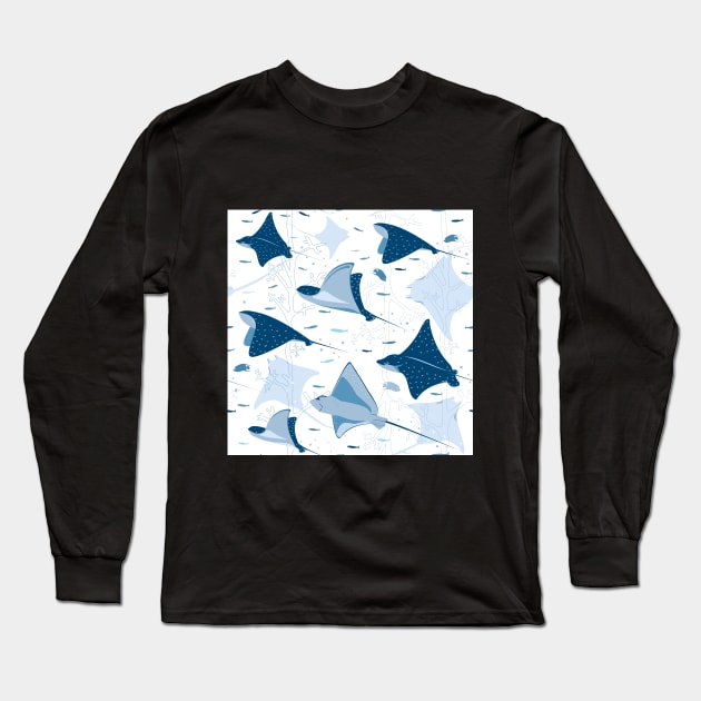 Flying stingrays on white Long Sleeve T-Shirt by Avisnanna